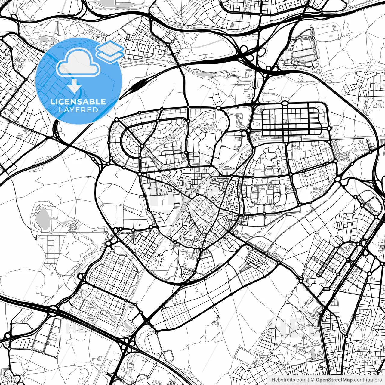 Layered PDF map of Leganés, Madrid, Spain
