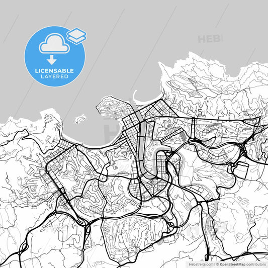 Layered PDF map of Donostia / San Sebastián, Gipuzkoa, Spain