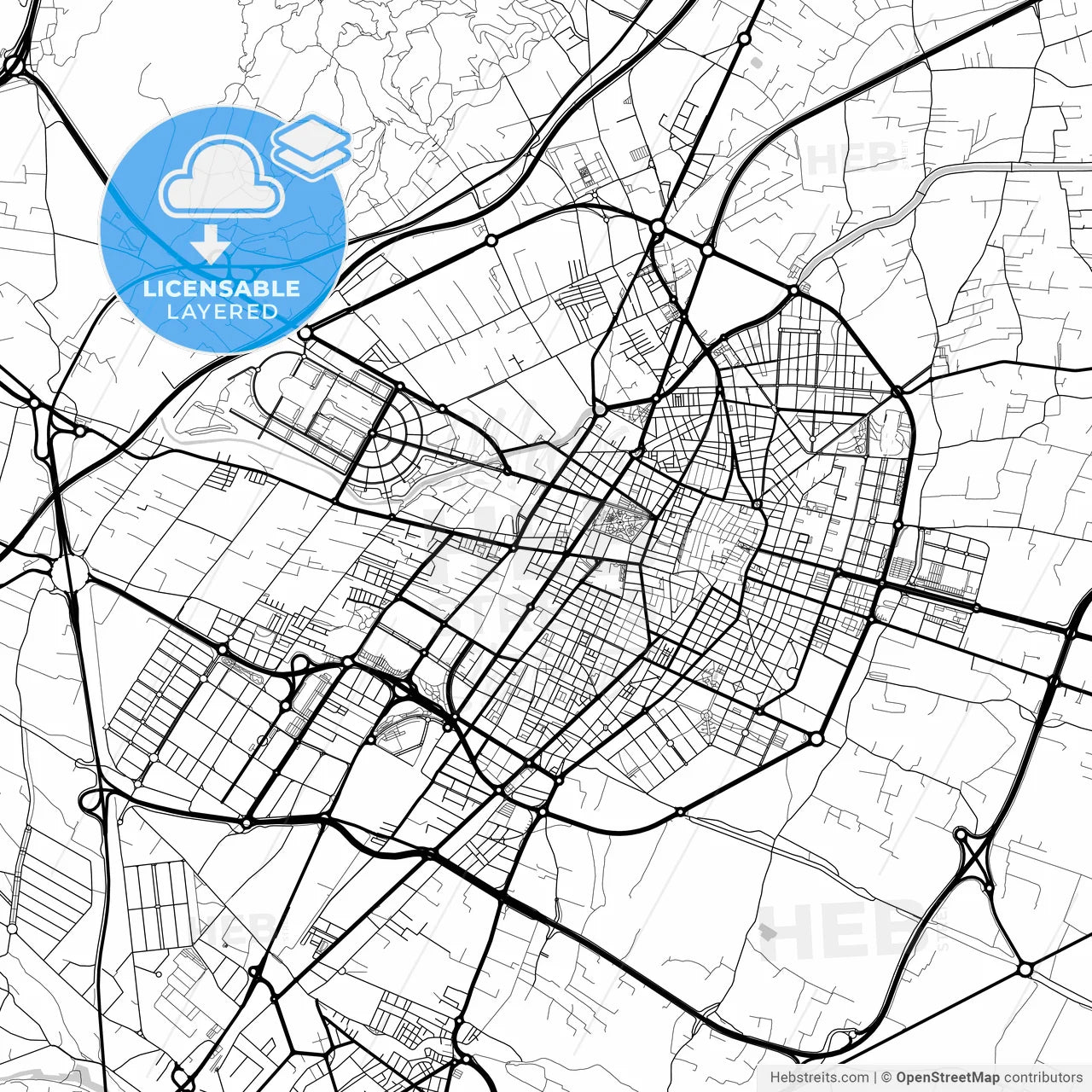 Layered PDF map of Castelló de la Plana, Castellón, Spain