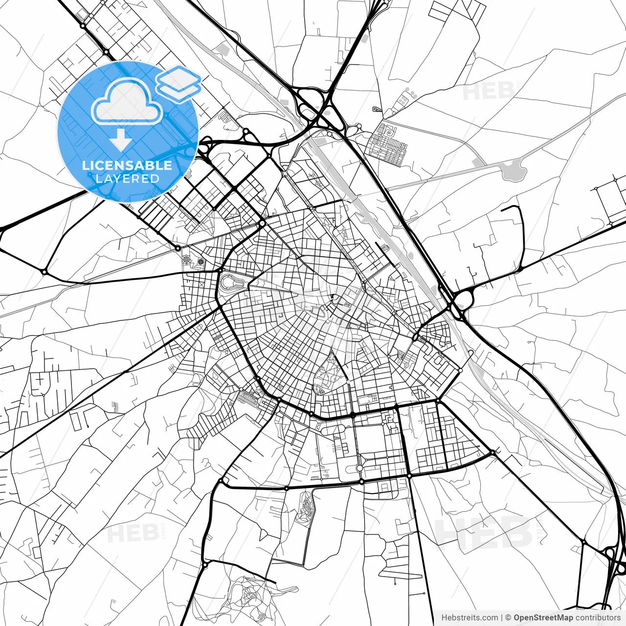 Layered PDF map of Albacete, Spain