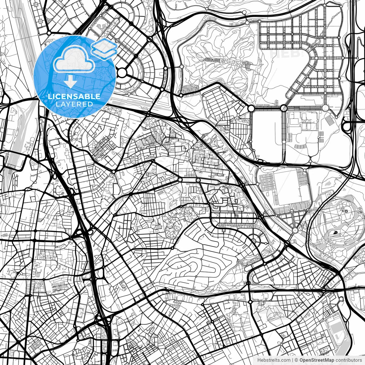 Layered PDF map of Hortaleza, Madrid, Spain
