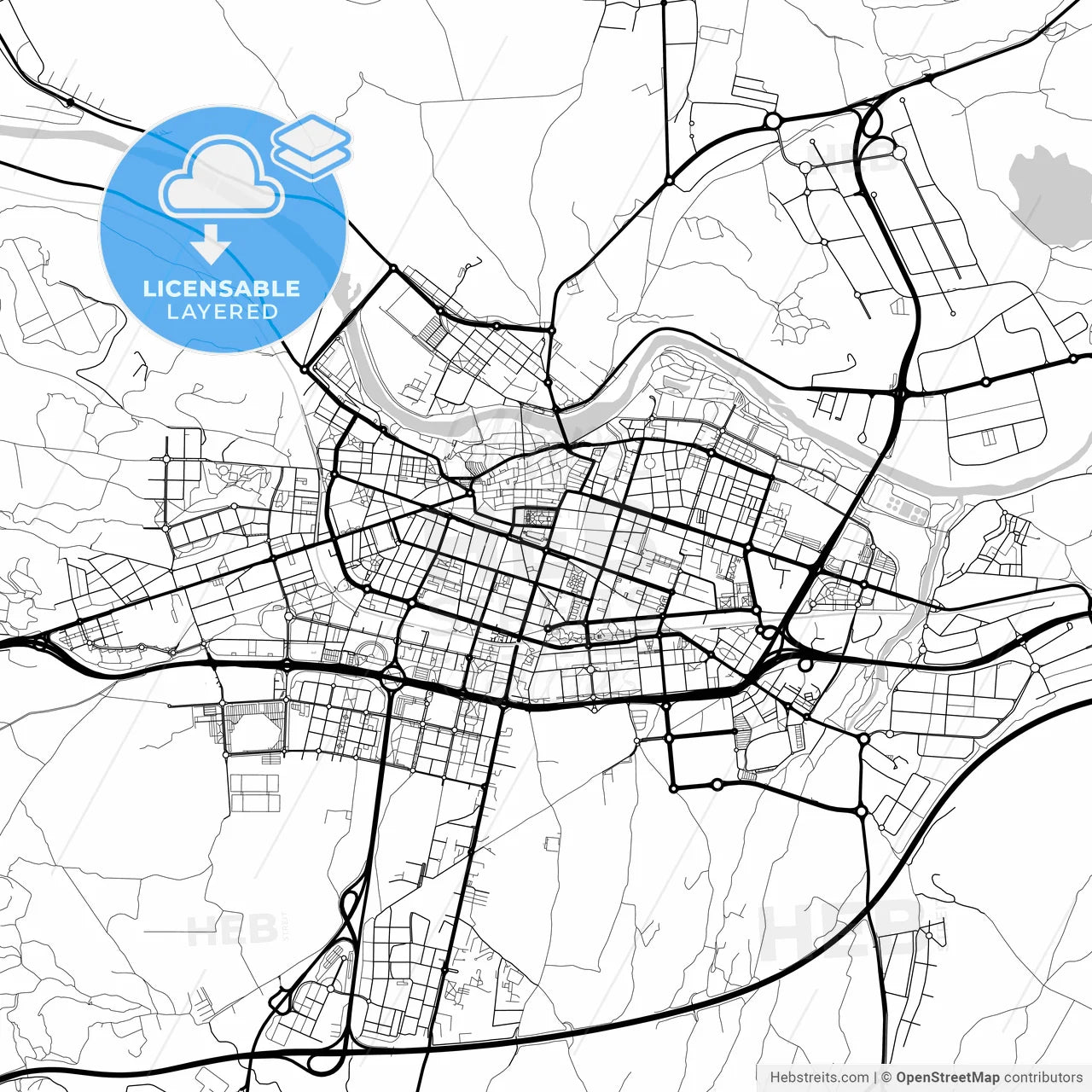 Layered PDF map of Logroño, La Rioja, Spain