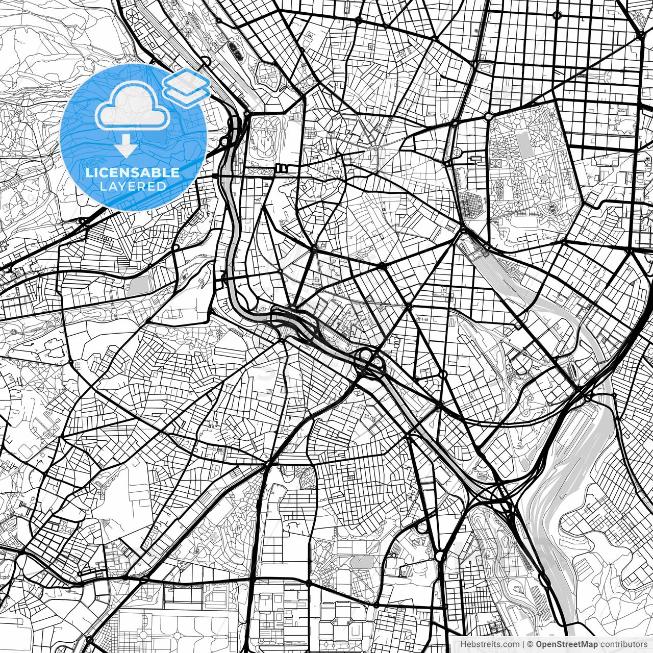 Layered PDF map of Arganzuela, Madrid, Spain