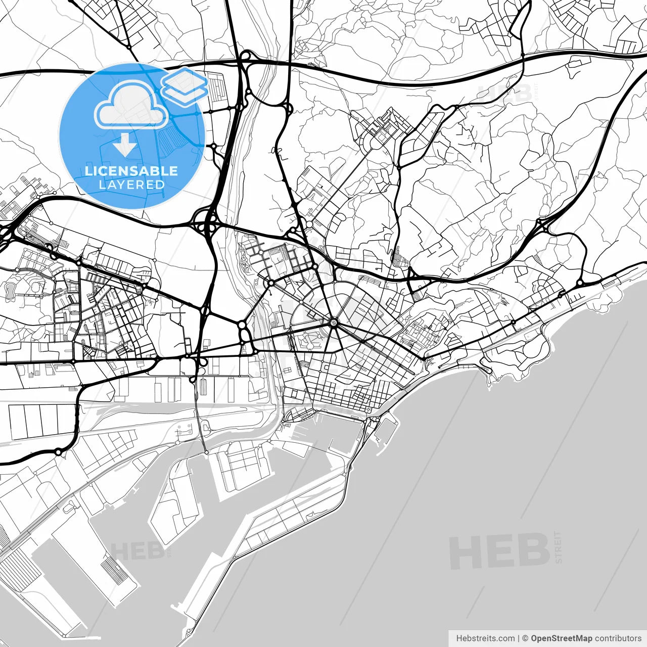 Layered PDF map of Tarragona, Spain