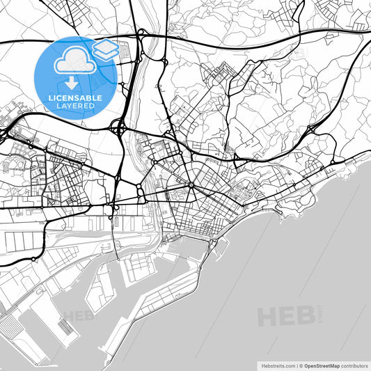 Layered PDF map of Tarragona, Spain