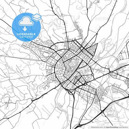 Layered PDF map of Lleida, Spain