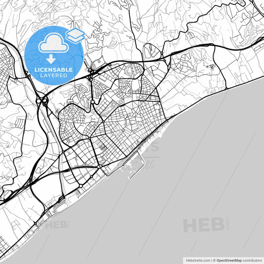 Layered PDF map of Mataró, Barcelona, Spain