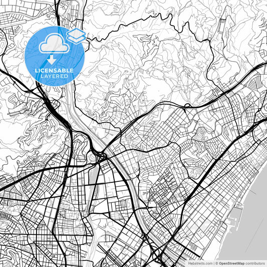 Layered PDF map of Santa Coloma de Gramenet, Barcelona, Spain