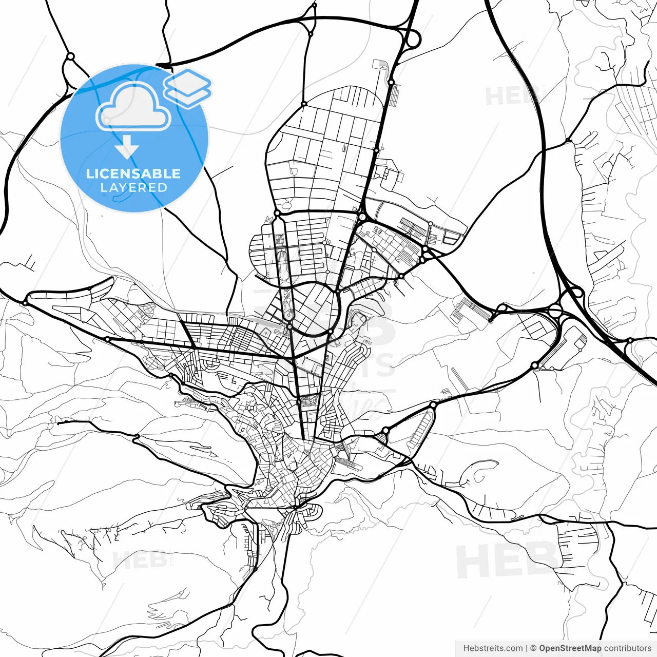 Layered PDF map of Jaén, Spain