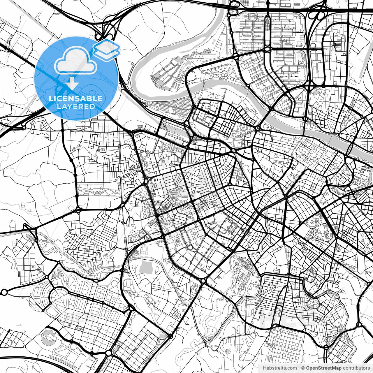 Layered PDF map of Delicias, Zaragoza, Spain