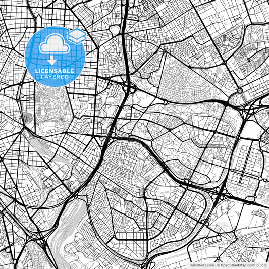 Layered PDF map of Moratalaz, 28030 Madrid, Spain