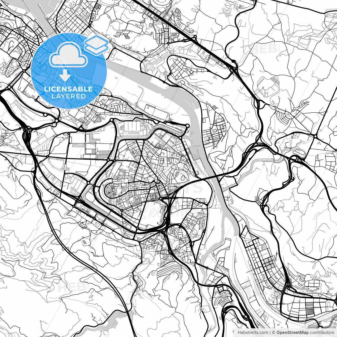 Layered PDF map of Barakaldo, Biscay, Spain