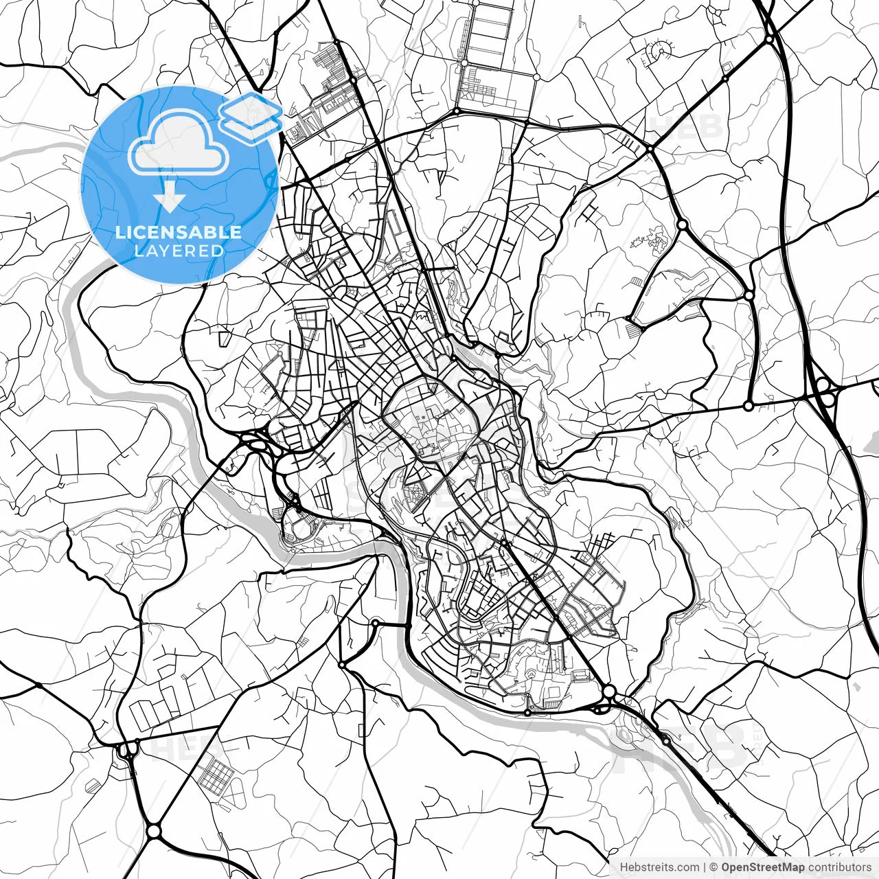 Layered PDF map of Lugo, Spain