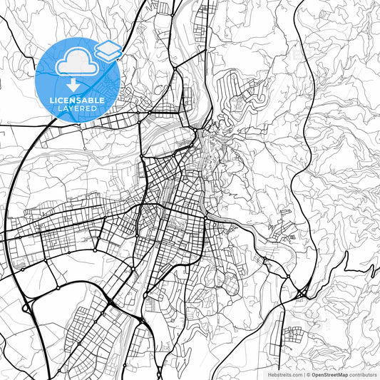 Layered PDF map of Girona, Spain