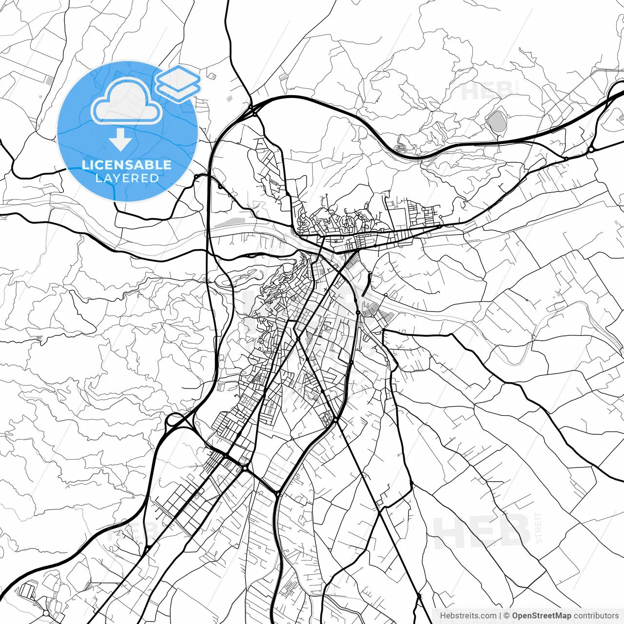 Layered PDF map of Lorca, Murcia, Spain