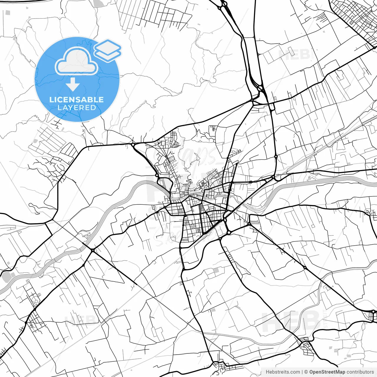 Layered PDF map of Orihuela, Alicante, Spain