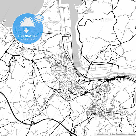 Layered PDF map of Avilés, Asturias, Spain