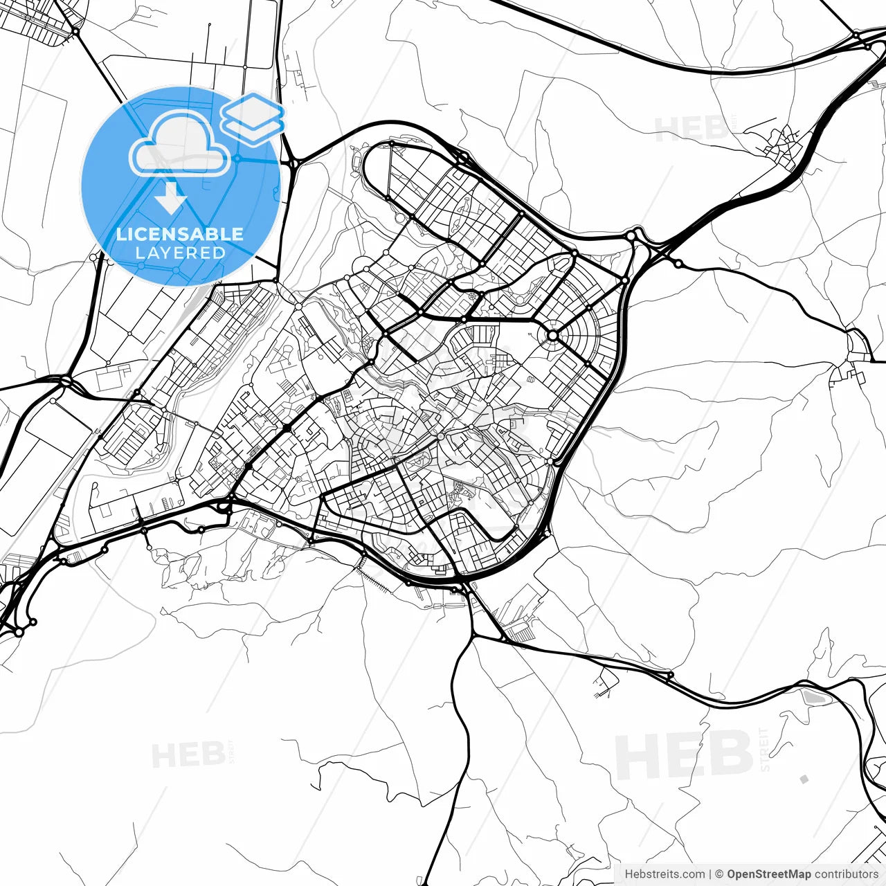 Layered PDF map of Guadalajara, Spain