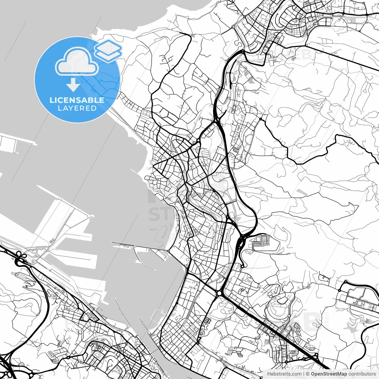 Layered PDF map of Algorta, Getxo, Spain
