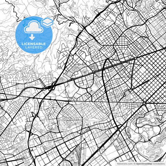 Layered PDF map of les Corts, Barcelona, Spain