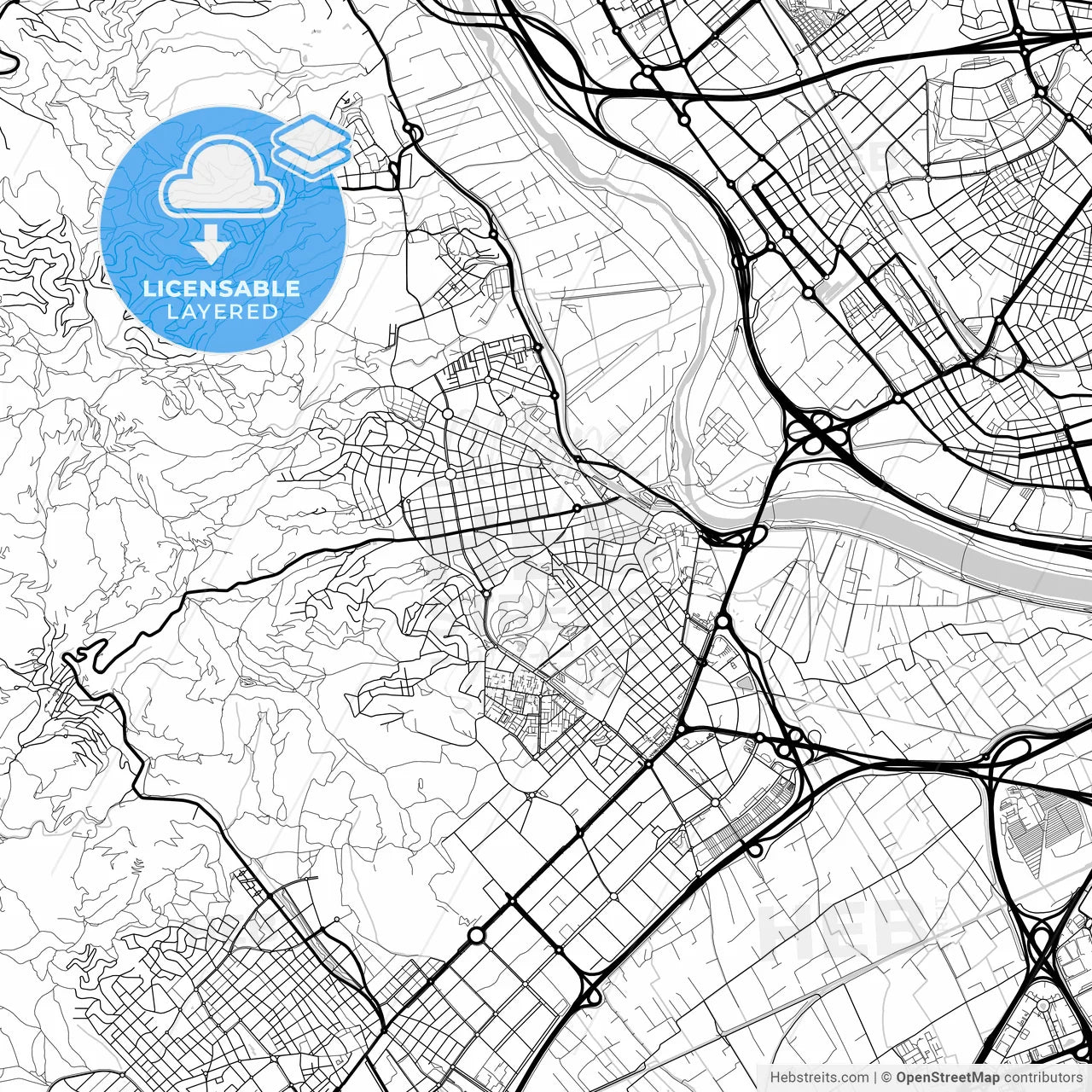 Layered PDF map of Sant Boi de Llobregat, Barcelona, Spain