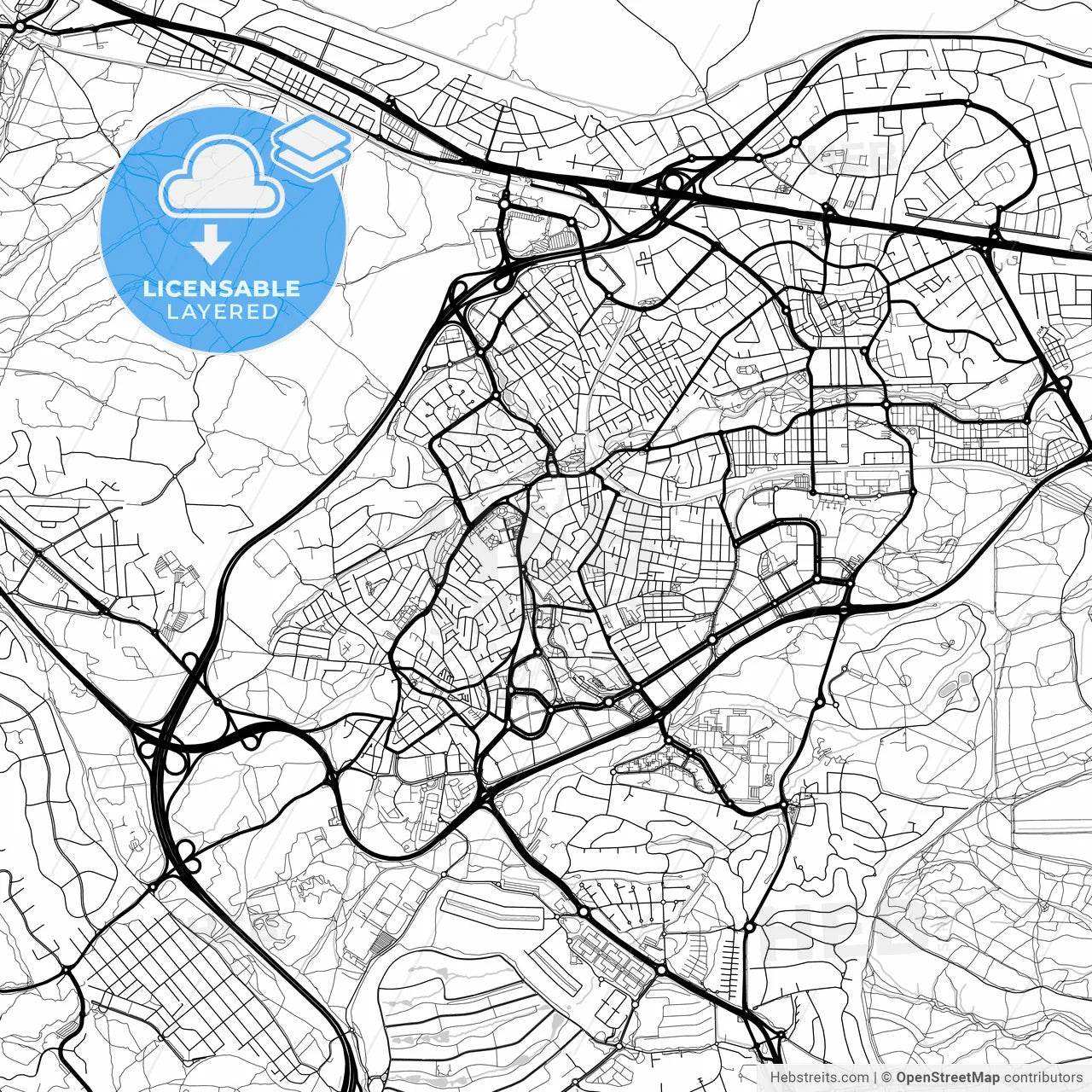 Layered PDF map of Pozuelo de Alarcón, Madrid, Spain