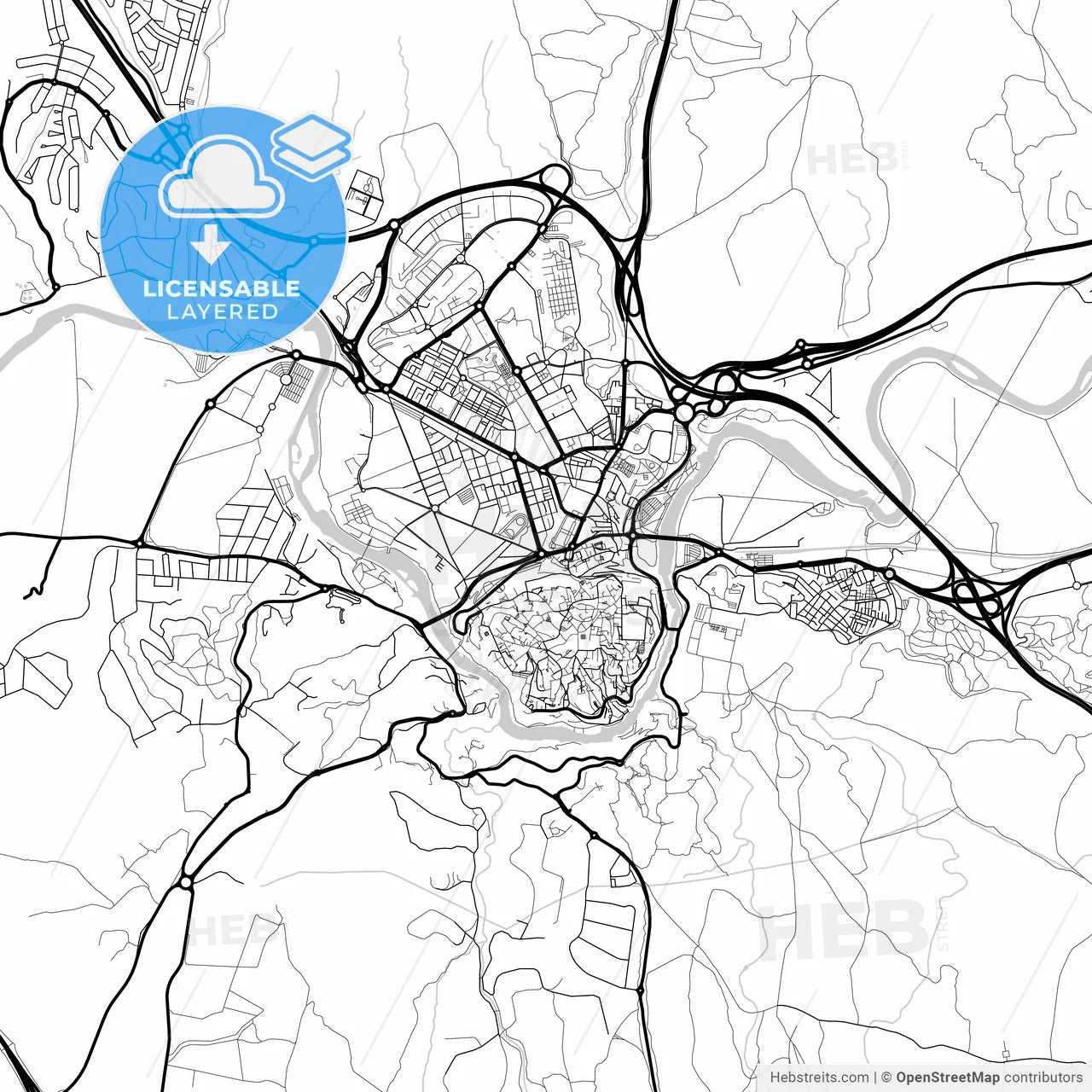 Layered PDF map of Toledo, Spain
