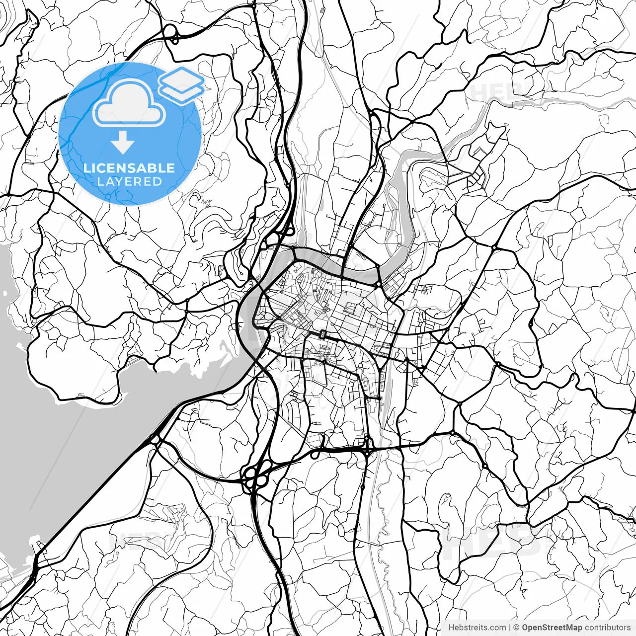 Layered PDF map of Pontevedra, Spain