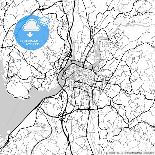 Layered PDF map of Pontevedra, Spain