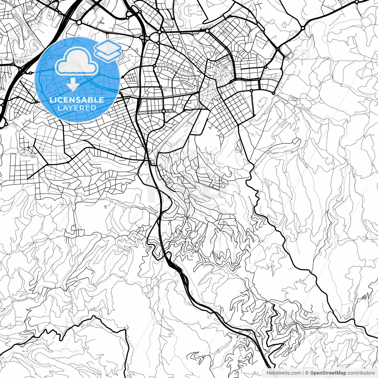 Layered PDF map of Sant Cugat del Vallès, Barcelona, Spain