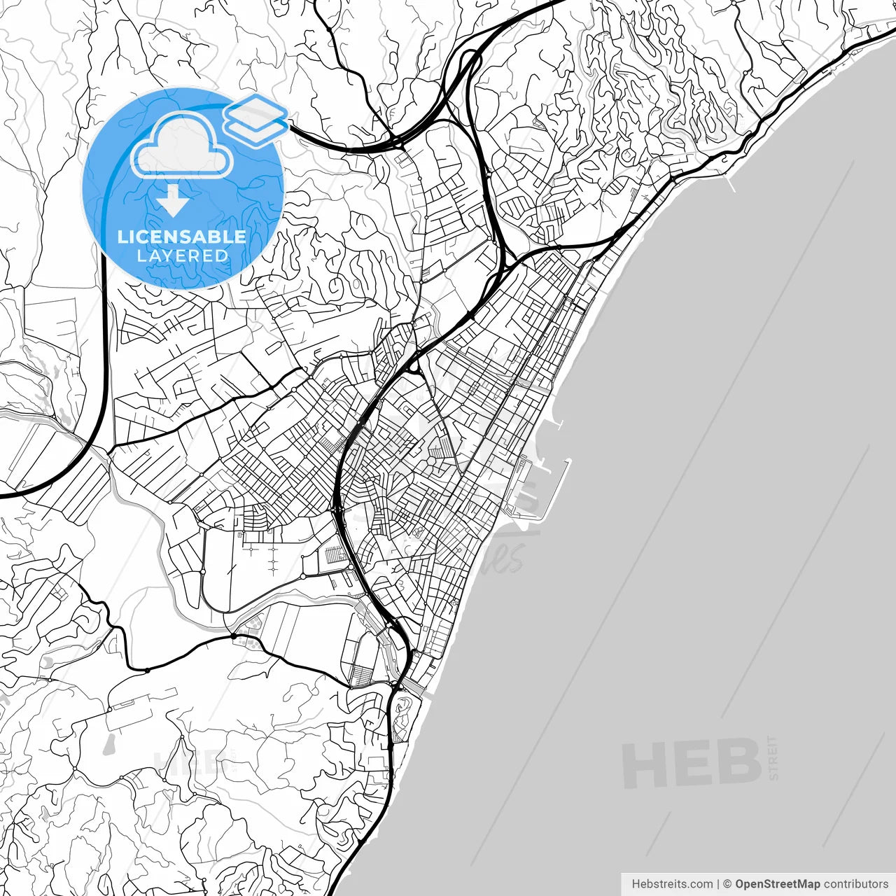 Layered PDF map of Fuengirola, Málaga, Spain