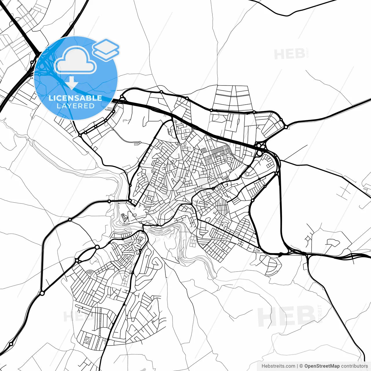 Layered PDF map of Alcalá de Guadaira, Seville, Spain