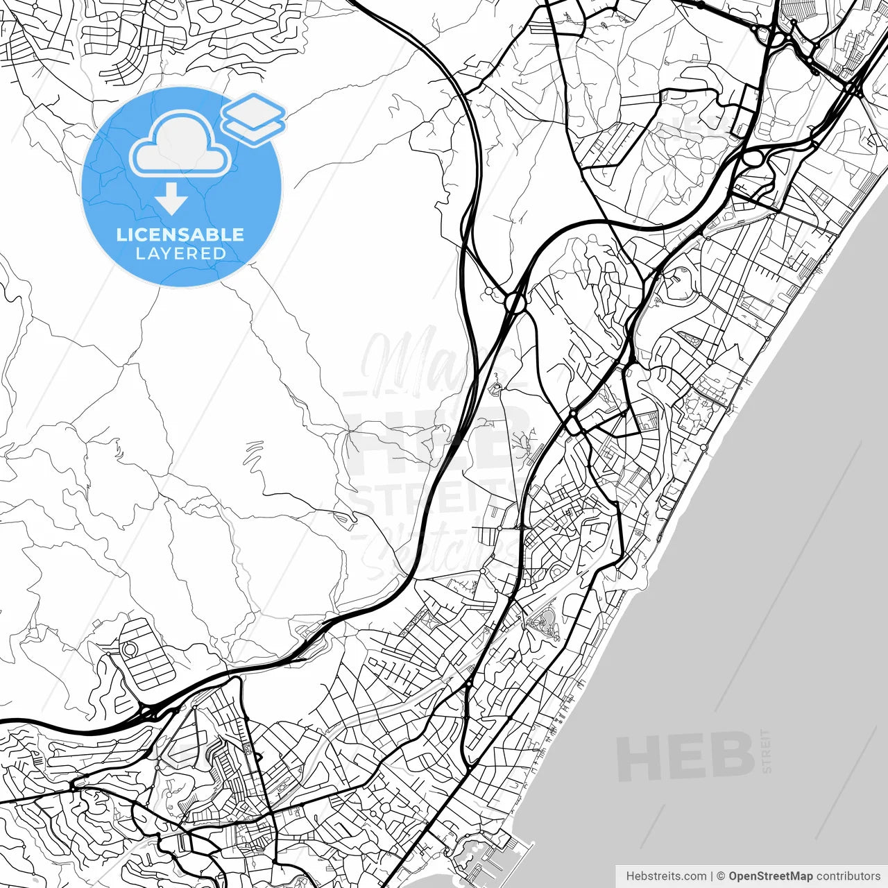 Layered PDF map of Torremolinos, Málaga, Spain