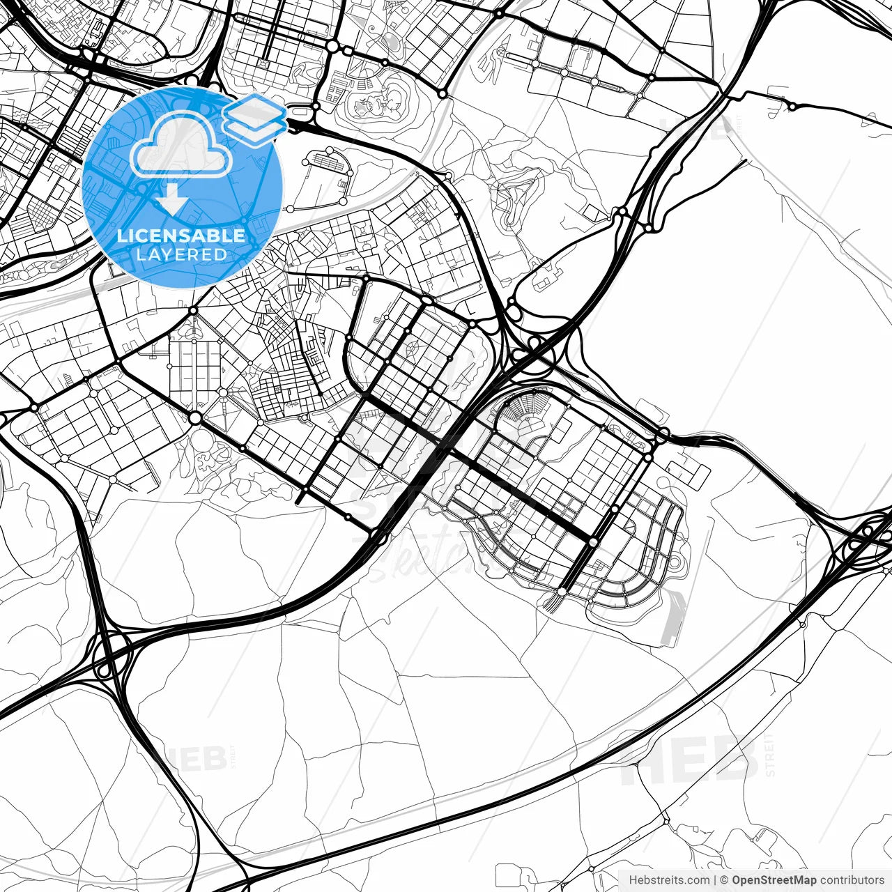 Layered PDF map of Villa de Vallecas, Madrid, Spain