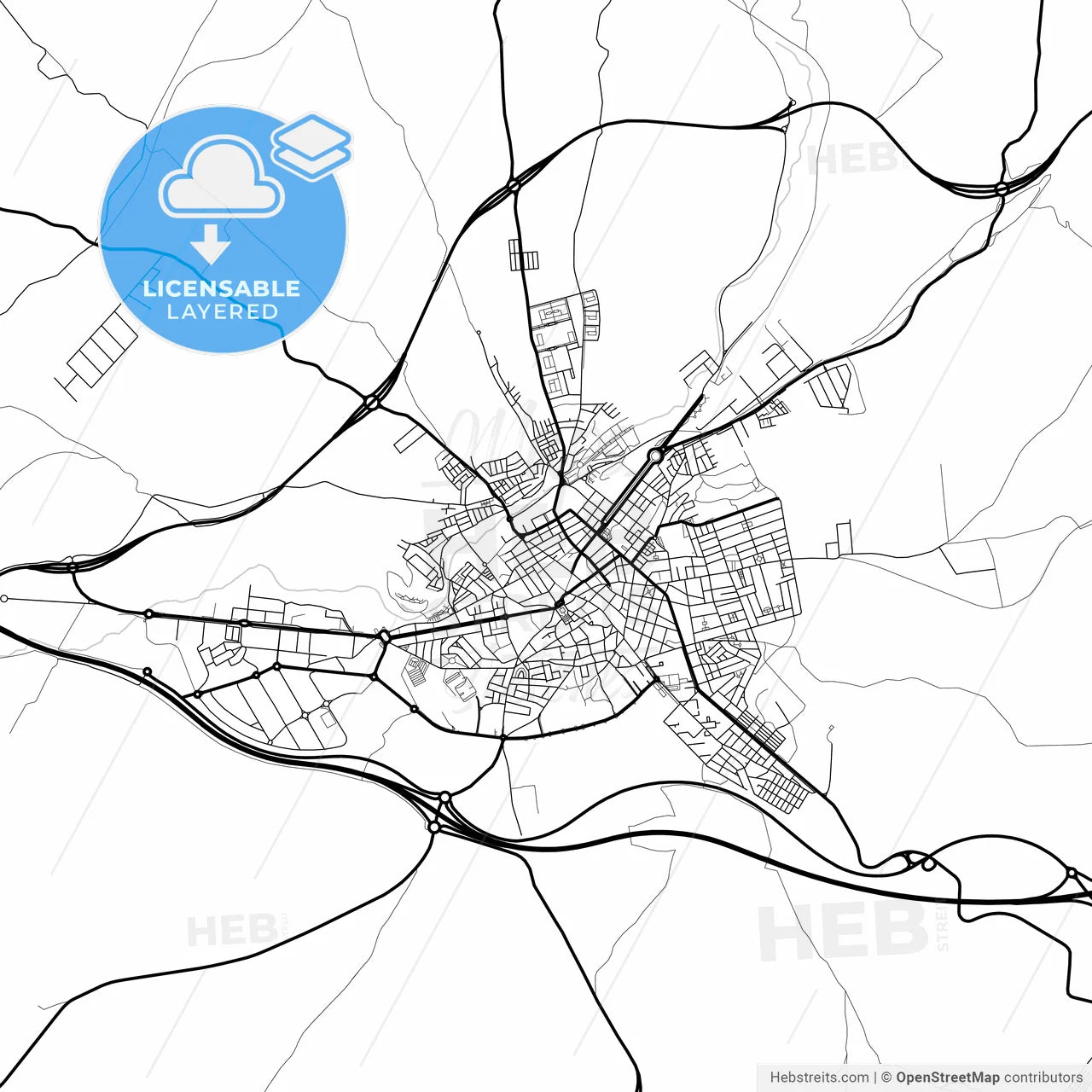 Layered PDF map of Linares, Jaén, Spain
