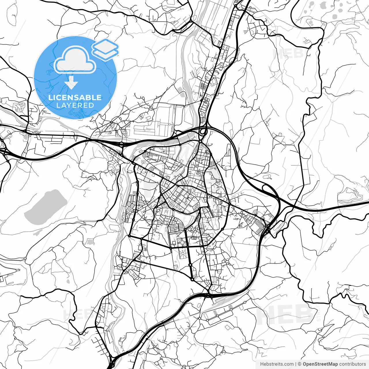 Layered PDF map of Torrelavega, Cantabria, Spain