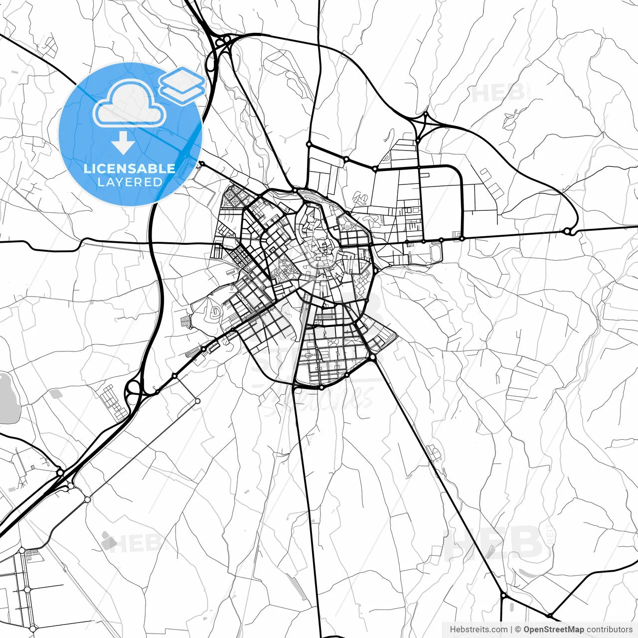 Layered PDF map of Huesca, Spain
