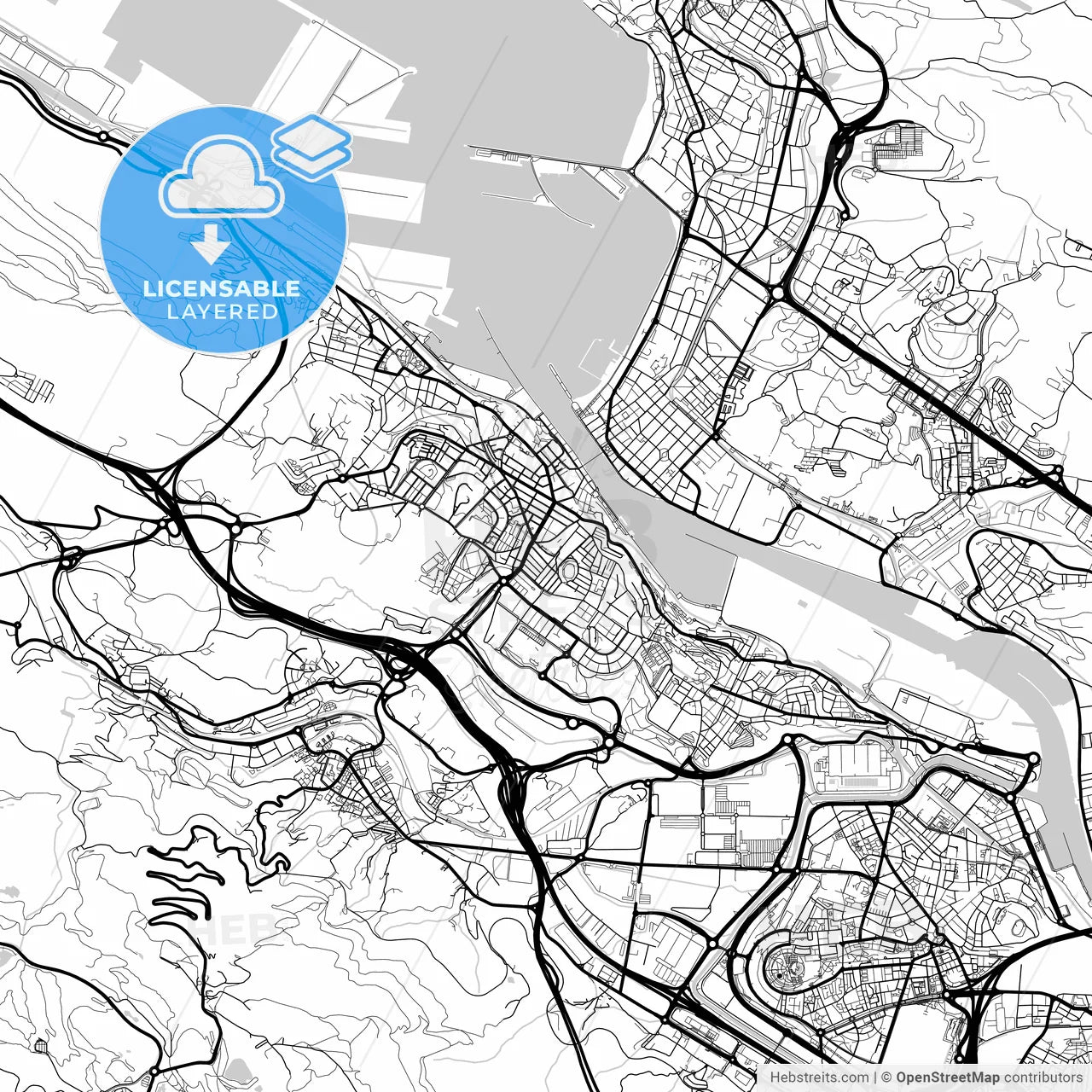 Layered PDF map of Portugalete, Bizkaia, Spain