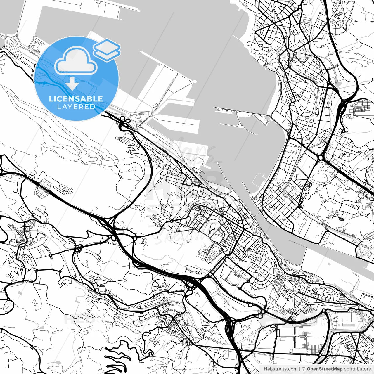 Layered PDF map of Santurtzi, Biscay, Spain