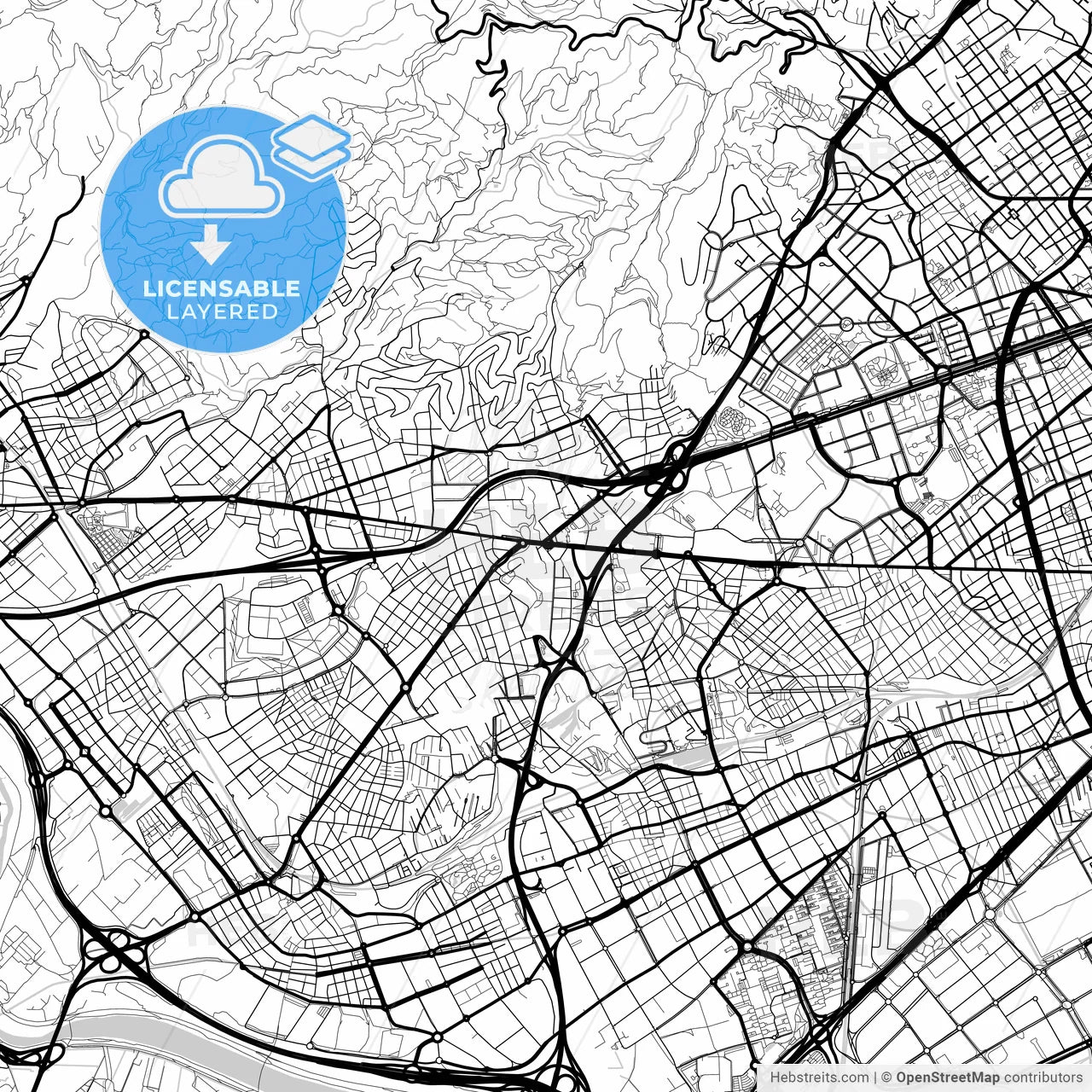 Layered PDF map of Esplugues de Llobregat, Barcelona, Spain