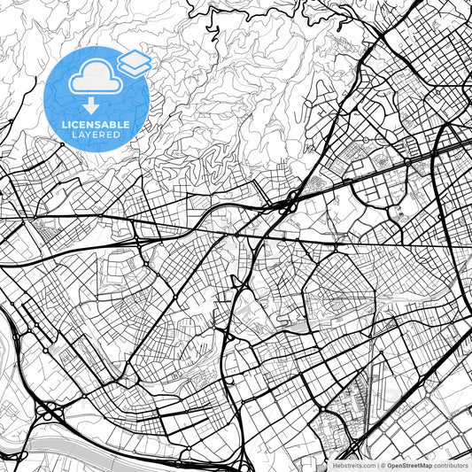 Layered PDF map of Esplugues de Llobregat, Barcelona, Spain