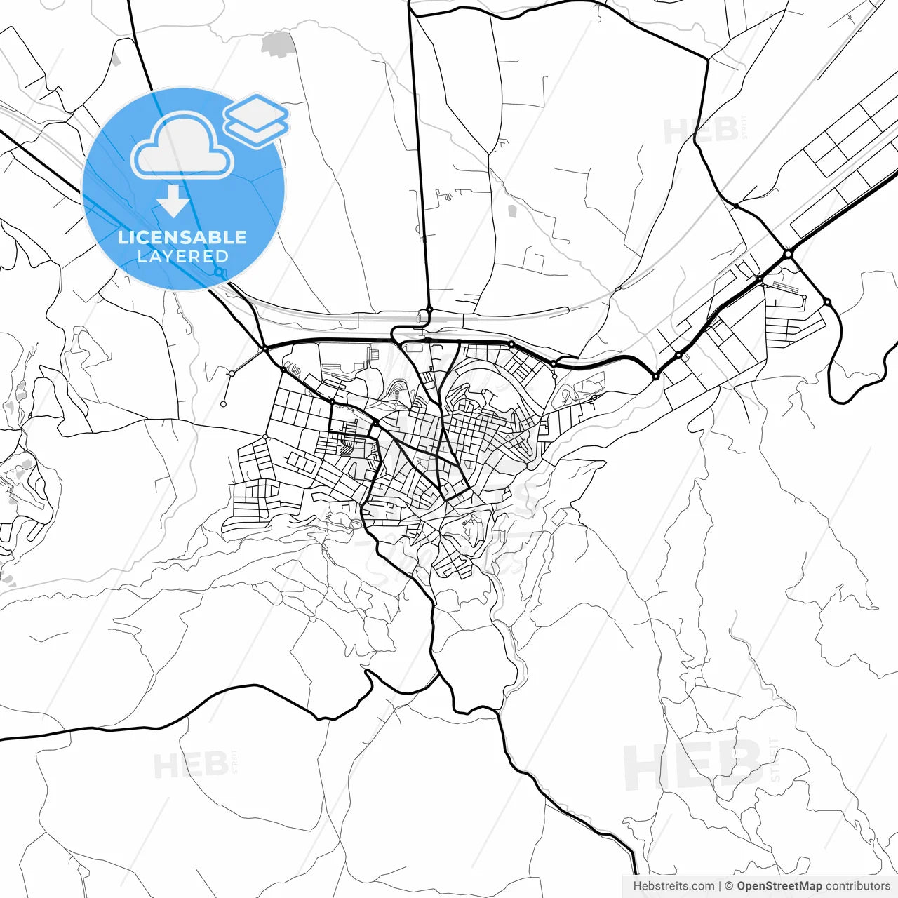 Layered PDF map of Antequera, Málaga, Spain