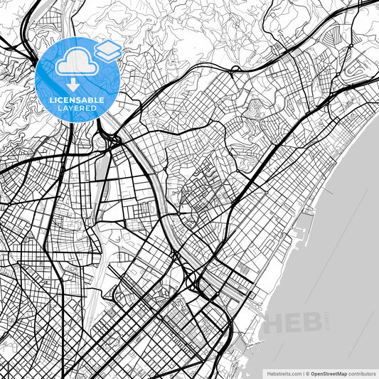 Layered PDF map of Llefià, 08913 Badalona, Spain