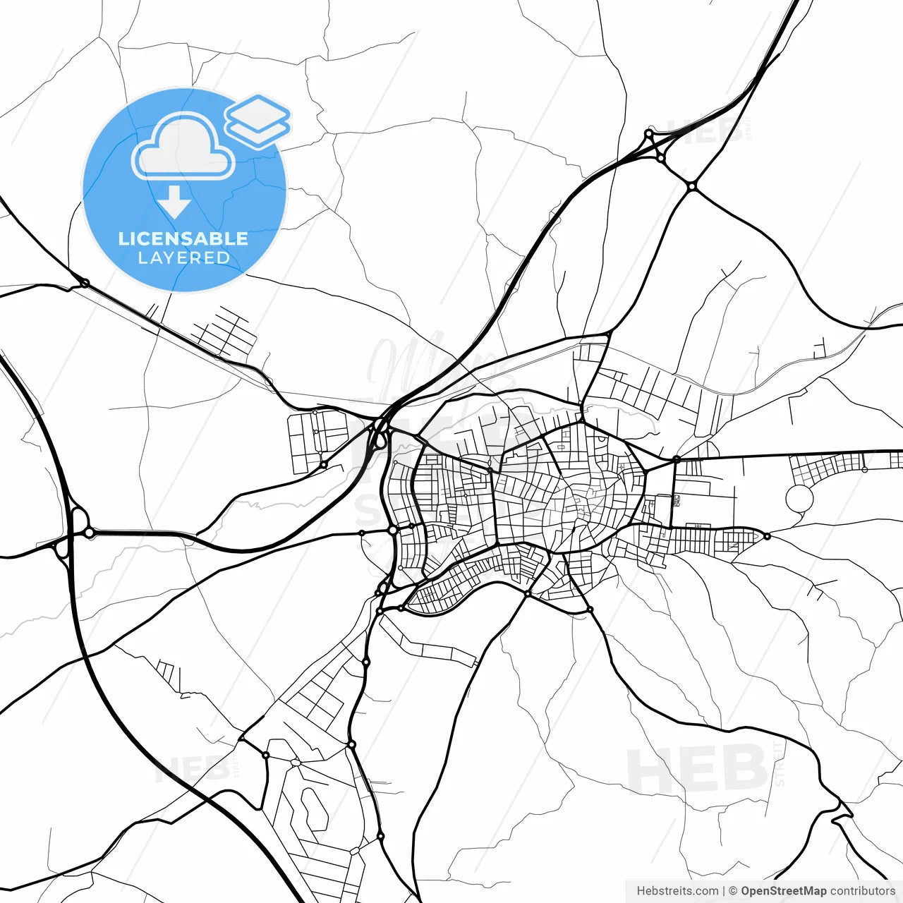 Layered PDF map of Lucena, Córdoba, Spain