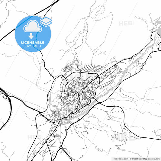 Layered PDF map of Plasencia, Cáceres, Spain