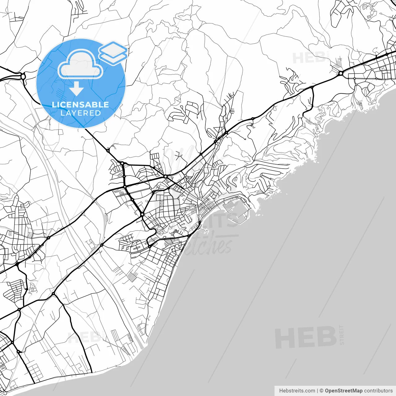 Layered PDF map of Blanes, Girona, Spain