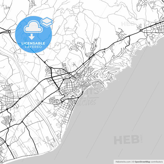 Layered PDF map of Blanes, Girona, Spain