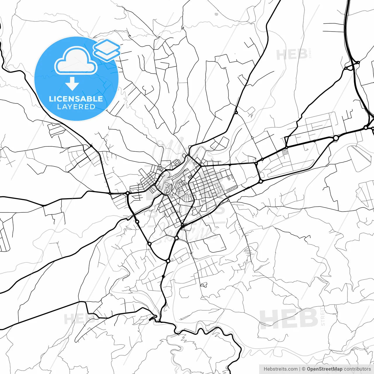 Layered PDF map of Ontinyent, Valencia, Spain