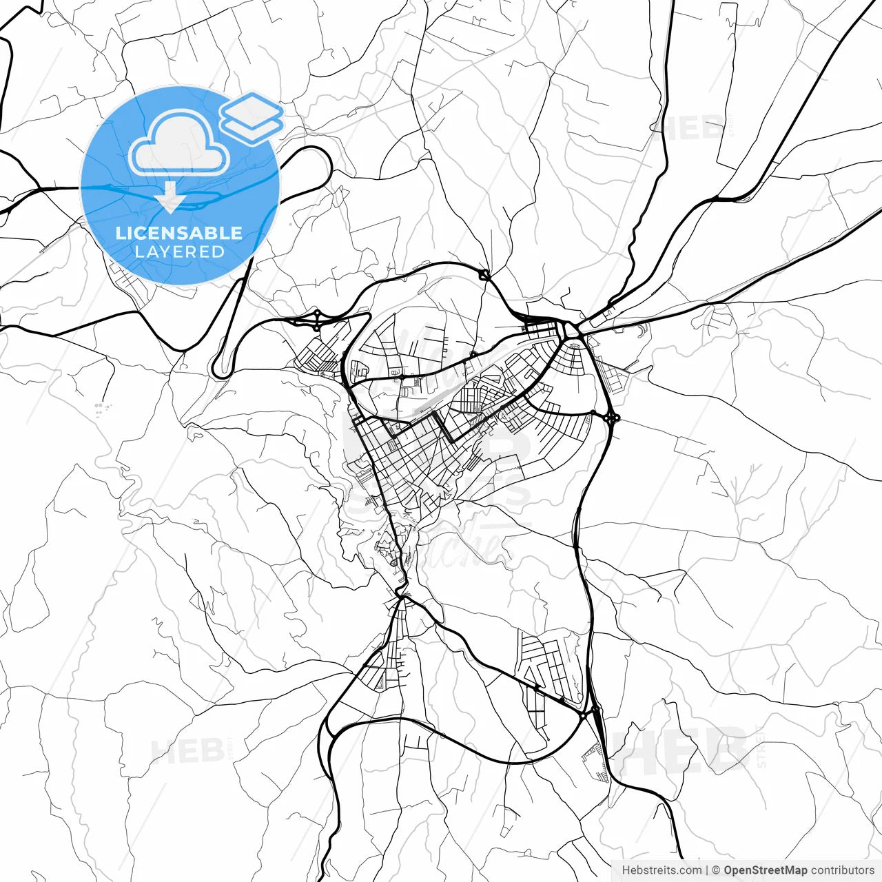 Layered PDF map of Ronda, Málaga, Spain