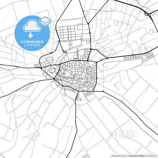 Layered PDF map of Don Benito, Badajoz, Spain